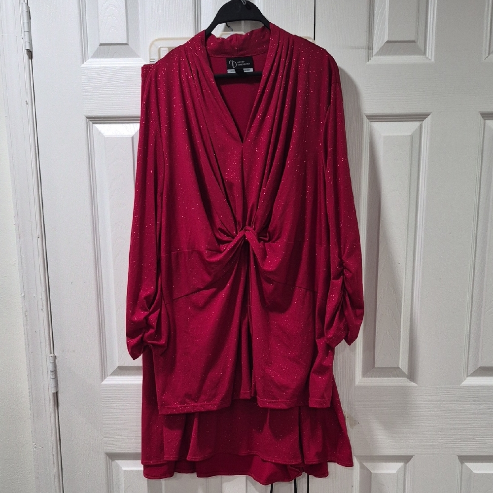 Catherines Added Deminsions Sparkling Raspberry Red Skirt Set